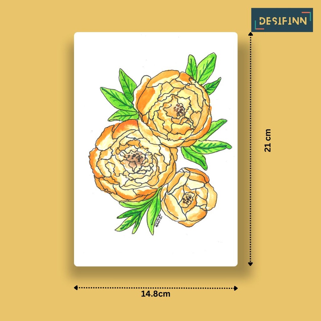 Golden Paeonia | A5 Table Poster | Only Print