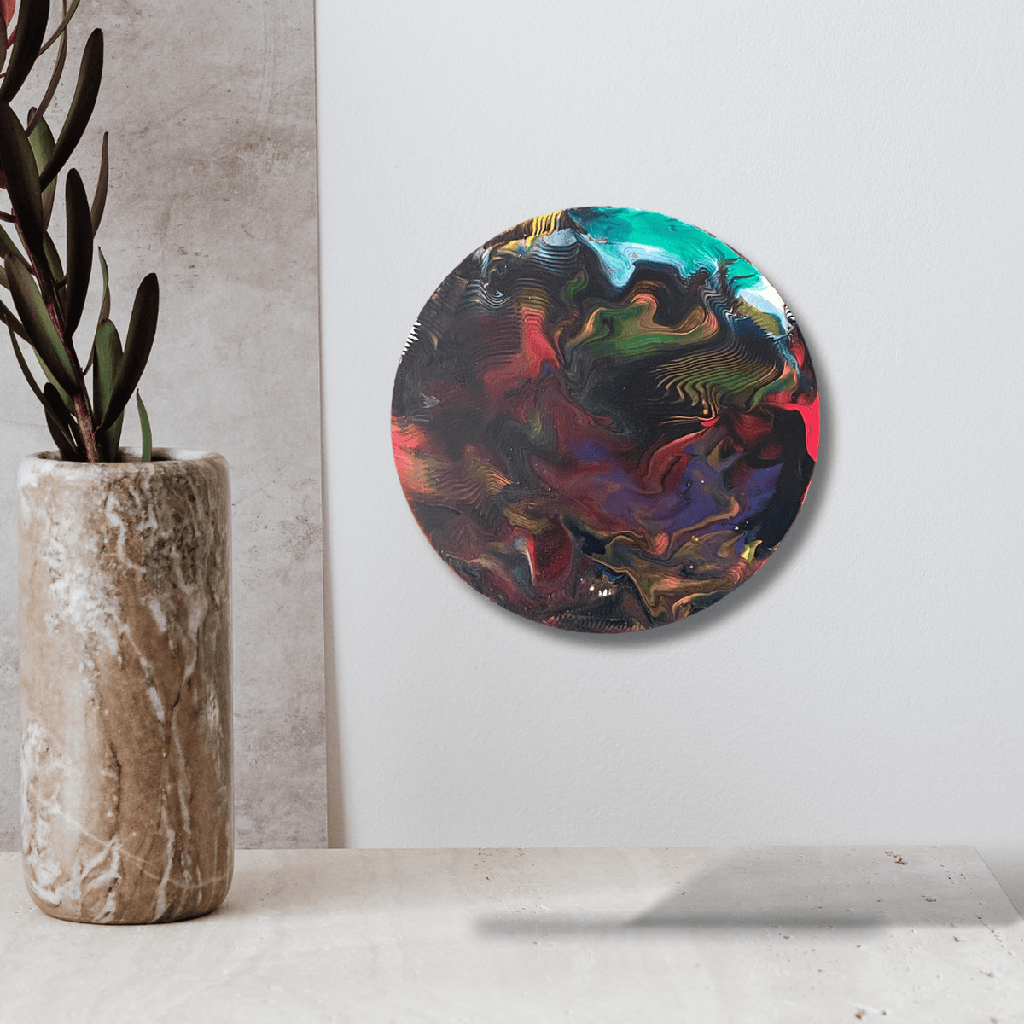 The Dance of Color | 20 cm x 20 cm x 2 cm | Original Art on Wooden Base