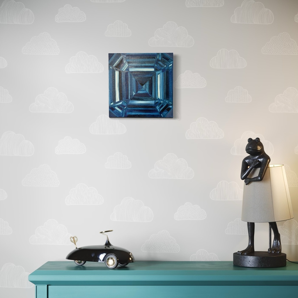 Depth of Sapphire Light | 30 cm x 30 cm x 4 cm | Original Art on Stretched Canvas