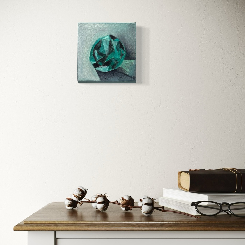 Echoes of Emerald Brilliance | 15 cm x 15 cm x 3 cm | Original Art on Stretched Canvas