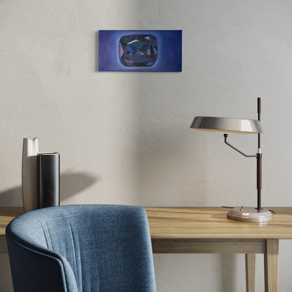 Celestial Facets of Sapphire | 40 cm x 20 cm x 2 cm | Original Art on Stretched Canvas