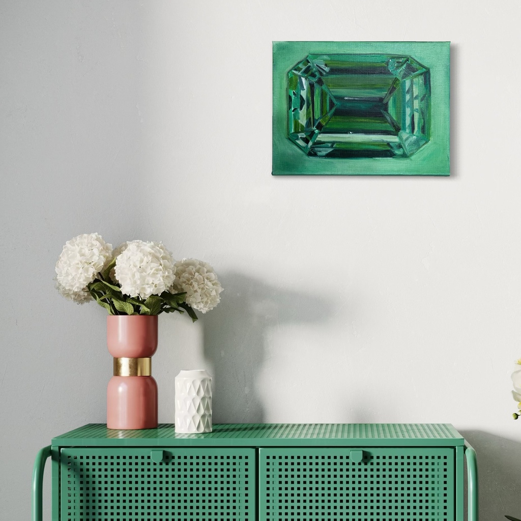 Lush Reflections of Emerald | 33 cm x 24 cm x 2 cm | Original Art on Stretched Canvas