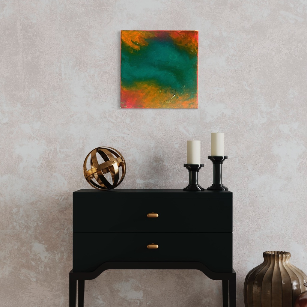 Whispering Waves of Emerald | 30 cm x 30 cm x 2 cm | Original Art on Stretched Canvas