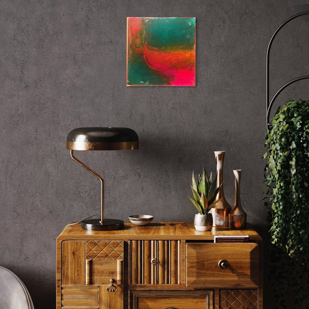 Sunset Drift: A Fiery Flow | 30 cm x 30 cm x 2 cm | Original Art on Stretched Canvas