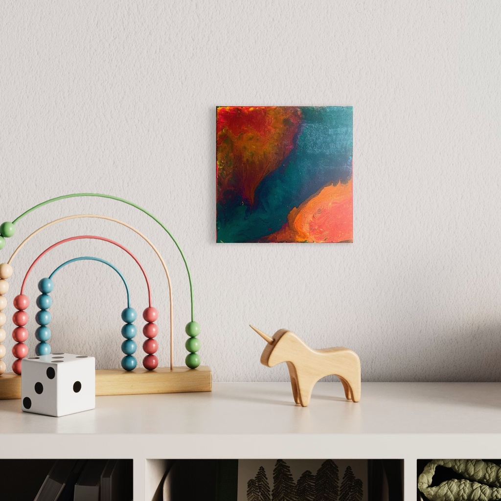 Fiery Currents of the Abyss | 30 cm x 30 cm x 2 cm | Original Art on Stretched Canvas