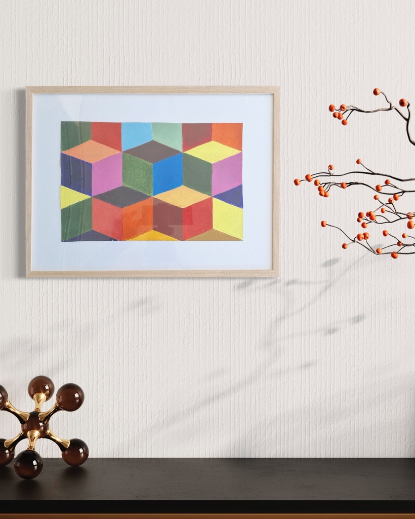 Hexa East | 30 cm x 40 cm x 2 cm | Original Art on Rolled Canvas