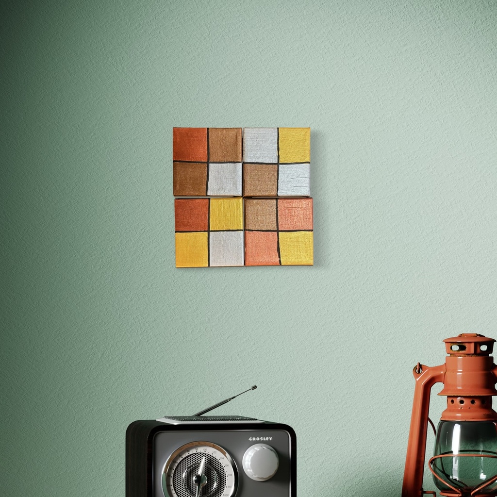 Earthen Patterns in Harmony | 10 cm x 10 cm x 1 cm | A set of 4 Stretched Canvas