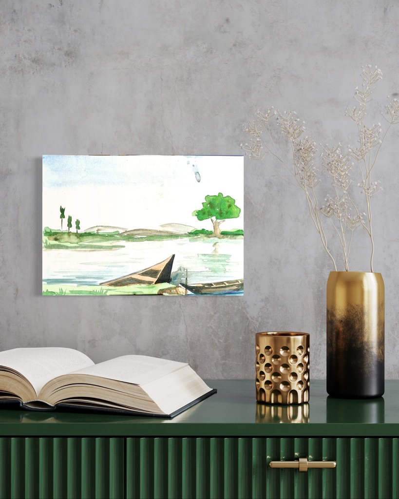 Rustic Waterside | 30 cm x 20 cm x 2 cm | Original Art on Watercolor Paper