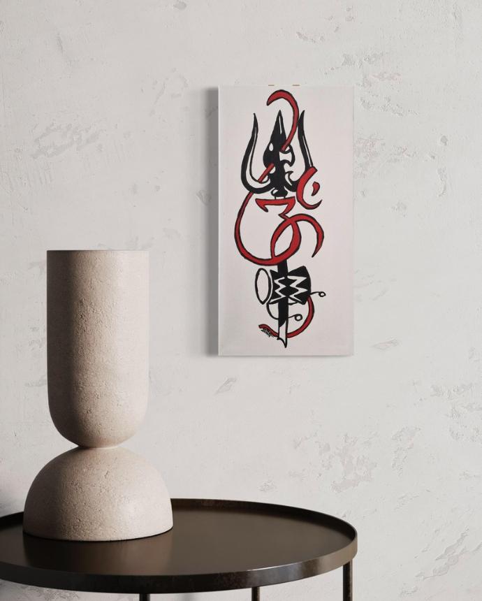 Trishul and Damaru: The Divine Beat | 40 cm x 20 cm x 2 cm | Original Art on Stretched Canvas