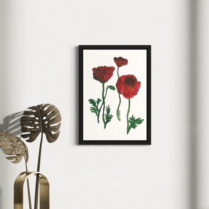 Peppy Petals - Papaver - A4 Size WallPoster  | 29.7 cm x 21 cm x 0.1 cm | Print on High Quality 300GSM Paper