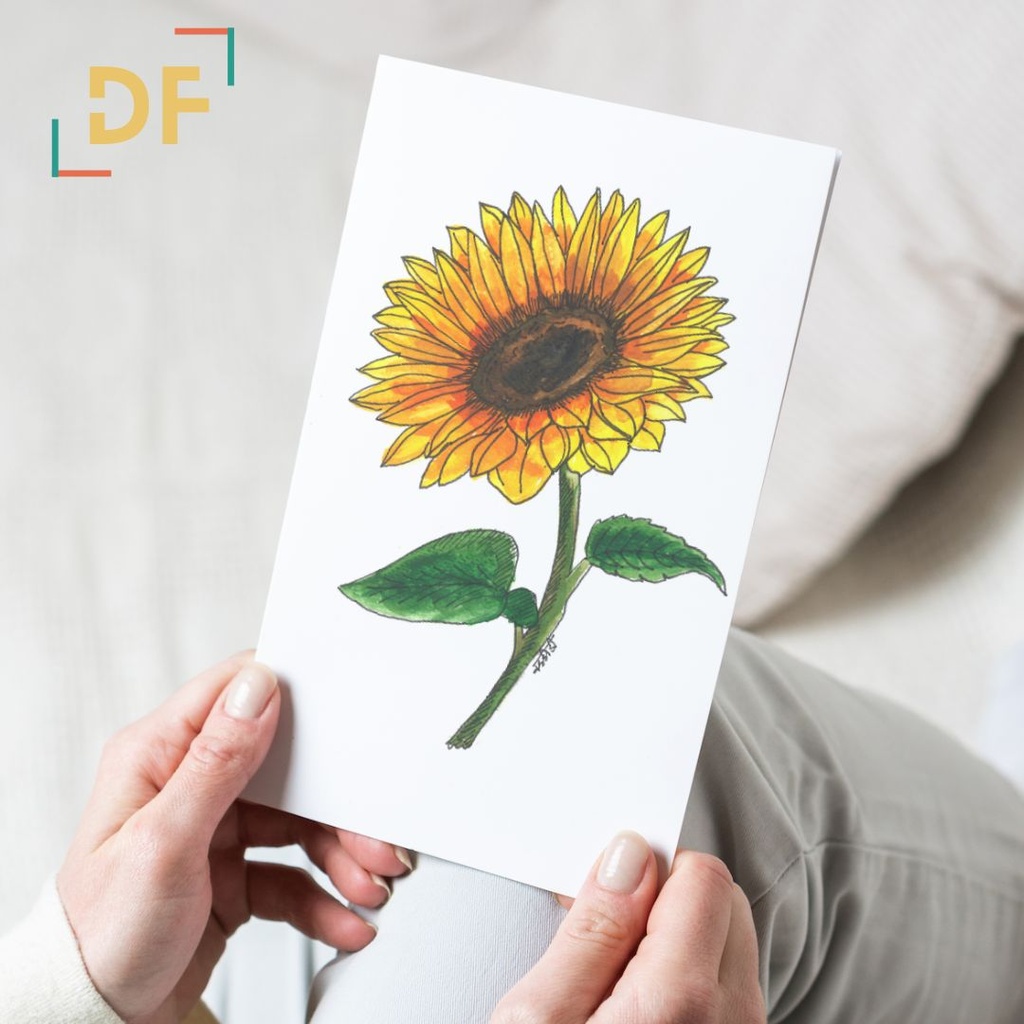 Peppy Petals - Helianthus-Annus - A6 Card | 14.8 cm x 10.5 cm x 0.1 cm | Print on High Quality 300GSM Paper