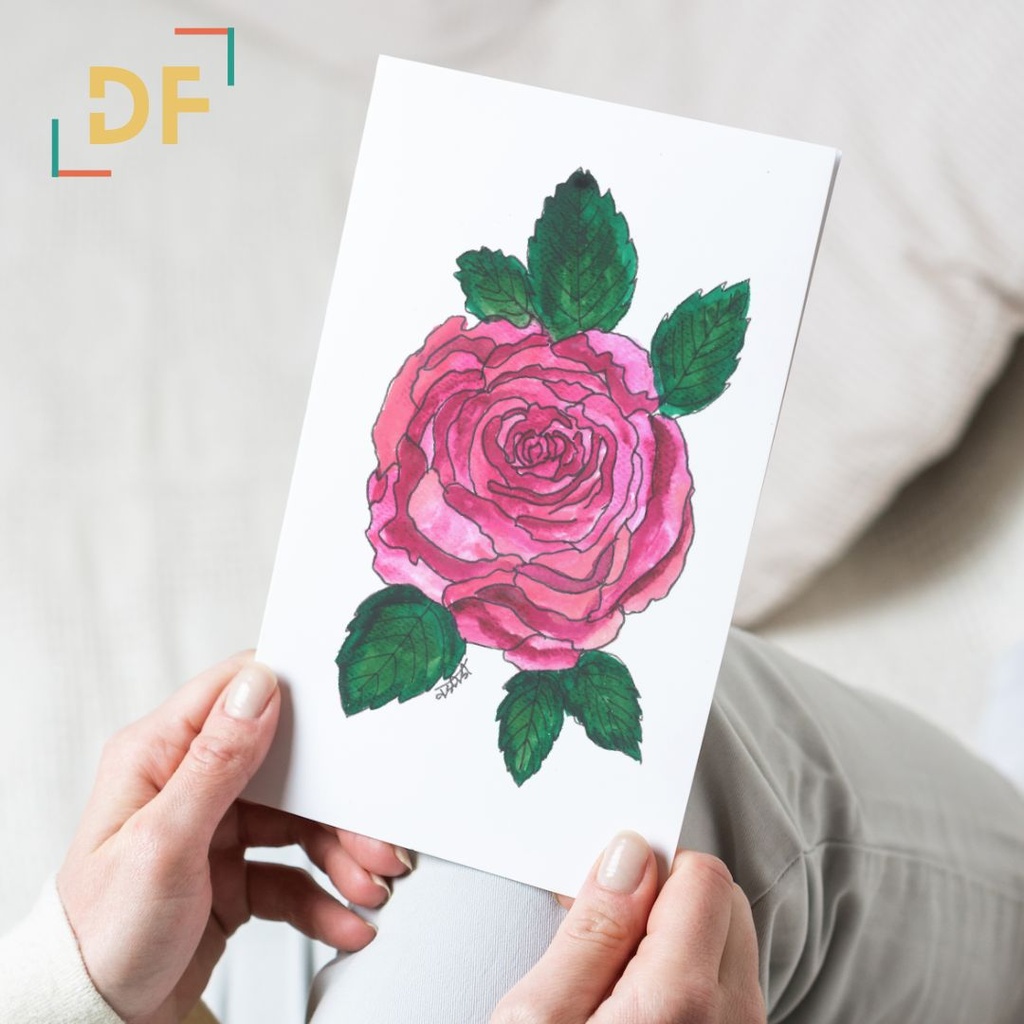 Peppy Petals - Rosa - A6 Card | 14.8 cm x 10.5 cm x 0.1 cm | Print on High Quality 300GSM Paper
