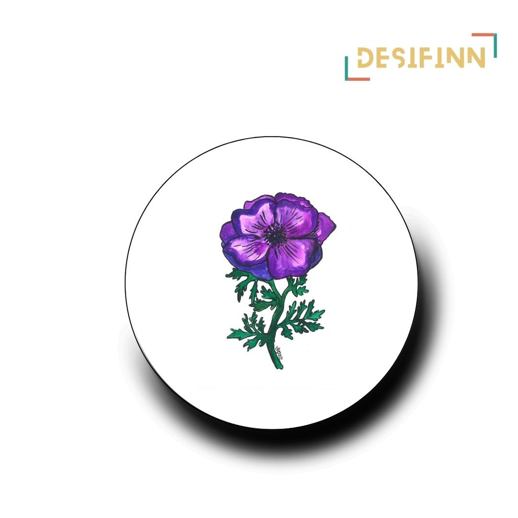 Violet Bloom | Floral Round Coaster