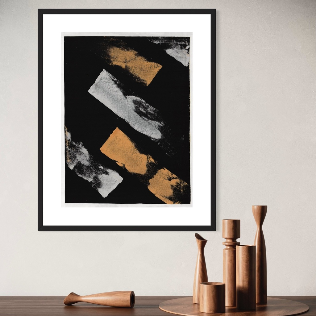 Golden Strokes in the Dark | 60 cm x 45 cm x 0.1 cm | Original Art on Rolled Canvas