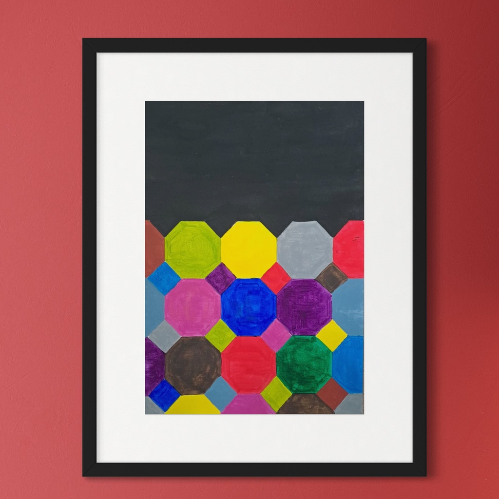 Octagons in Perfect Harmony | 30 cm x 40 cm x 0.1 cm | Original Art on 300 Gsm Card