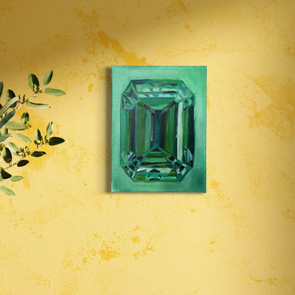 Lush Reflections of Emerald | 33 cm x 24 cm x 2 cm | Original Art on Stretched Canvas