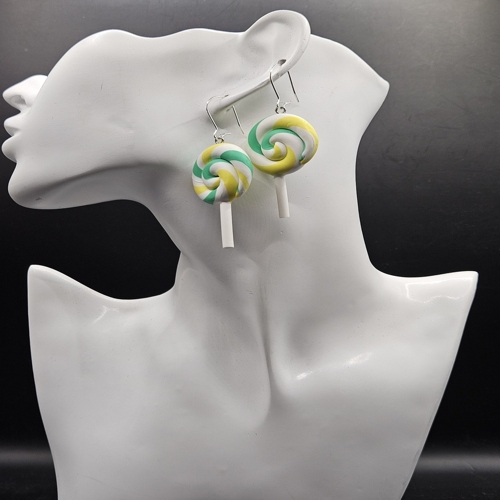 Lemon Mint Swirl | Handmade Polymer Clay Earrings |  Women's Earrings