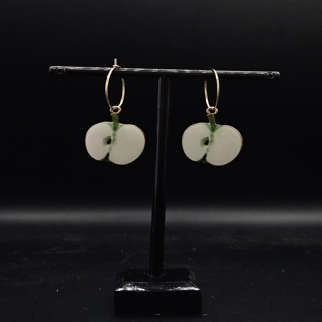 Apple Slice Hoops Earrings | Fruit Earrings |  Women's Earrings