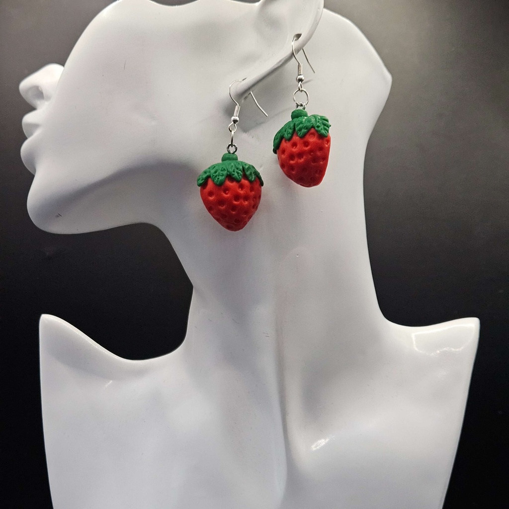 Strawberry | Handmade Polymer Clay Earrings |  Women's Earrings