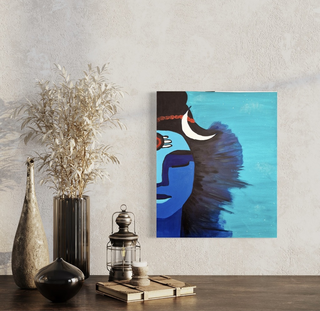 Chandrasekharamashrayee Mama Kim Karishyati Vai Yamah - Under the Crescent, Beyond Fear | 80 cm x 60 cm x 2 cm | Original Art on Stretched Canvas